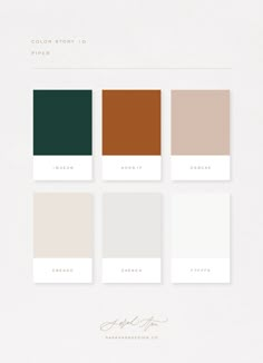 the color palettes are all in different shades and sizes, including brown, beige, green