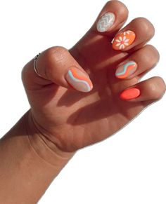 Fun, summery nails!! Acyrlics with gel on top😍 Creator: @breeleyyyybrekk Floral Nails Summer, Nails Acrylic Almond, Nails Floral, Beachy Nails, Nails Summer Nails, Country Nails, Spring Acrylic Nails, Romantic Nails