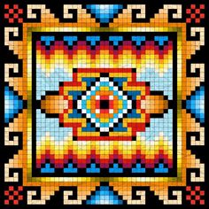 a colorful mosaic design on a black background