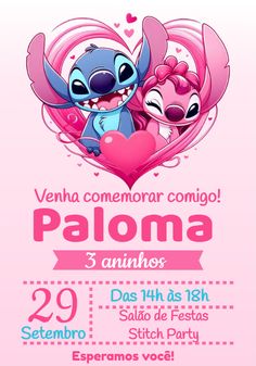 a pink poster with two cartoon characters in the shape of a heart and text that says,