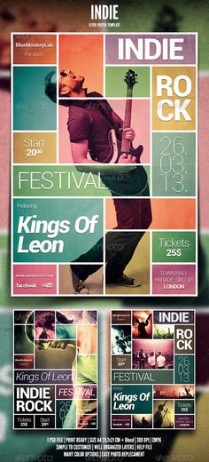 This is awesome inspiration for future designs, especially for a magazine layout or flyer. The repetition of boxes, large dominant image and bright colors drew me in, and the variety of fonts kept me interested as I read. 보고서 디자인, Concert Poster Design, Yearbook Design, Flyer Design Inspiration, Kings Of Leon, Poster Design Inspiration, Flyer Poster, Poster Layout, Grid Design