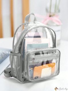 Bird in Bag - Professional Product Title: High-Quality Clear PVC Backpack with Padded Shoulder Straps - Perfect for College, Swimming, and Outdoor Sports Trendy Clear Backpack For School, Casual Standard Backpack With Clear Strap, Casual Clear Backpack Bag, Casual Clear Backpack For Daily Use, Casual School Bag With Clear Strap, Casual Clear Backpack, Casual Student Backpack With Clear Strap, Casual Clear Standard Backpack, Casual Clear Backpack For Everyday Use