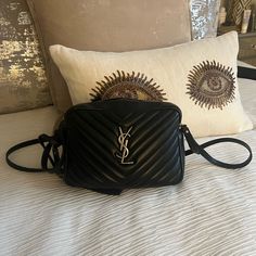 In Fair Condition- She Needs A New Home! Please Message Me With Any Questions Ysl Camera Bag, Saint Laurent Bags, Yves Saint Laurent Bags, Quilted Leather, Camera Bag, Yves Saint Laurent, Black Gray, New Home, Tassels