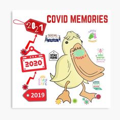 a cartoon bird with the words covidd memories on it