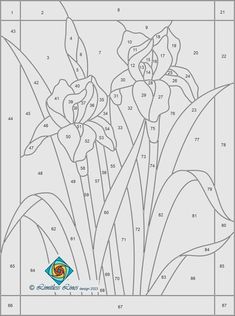 a coloring page with flowers and numbers to color on the page, which includes an image of