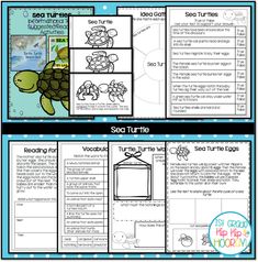 the sea turtle story and activities for kids to learn with their teacher's hands