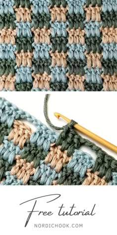 the crochet granny stitch is being worked on