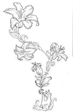 Water Lily Stencil, Tiger Lily Back Tattoo, Flower Tats On Arm, Spider Lily Tattoo Arm, Fire Lily Tattoo, Tiger Lily Tattoo Design, Tattoo Ideas Water, Lily Back Tattoo, Flower Stencil Tattoo