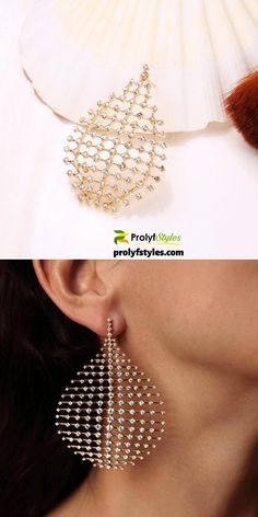 Creatively designed with rhinestone to give your a fashion look of timeless elegance. Cute stud earring for everyday fashion wear. women fashion stud earrings to accessorize any outfit. |stud earrings classy| tear drop stud earrings  | rhinestone stud earrings #goldearring #womenearrings #fashionearrings #jewelryandaccessories Trendy Pierced Earrings For Evening Wear, Trendy Evening Earrings For Pierced Ears, Trendy Evening Earrings, Trendy Pierced Hoop Earrings For Party, Trendy Evening Drop Earrings, Trendy Metal Clip-on Earrings For Party, Trendy Metal Plug Earrings, Trendy Clip-on Earrings For Party, Trendy Dangle Earrings For Evening