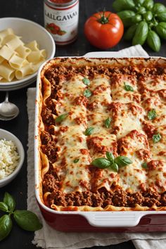 A photo of a  Lasagna which is a type of Homemade pasta Perfect Lasagna, Homemade Lasagna Noodles, Homemade Lasagna