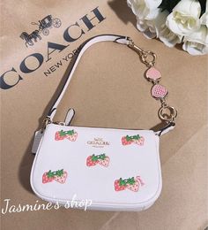 #ad Premium NWT coach Nolita 15 With Strawberry Print CB608+2 Free chains, Fashion women's Bags Nolita Coach Bag, Coach Strawberry Wallet, Coach Strawberry Bag, Coach Strawberry, Coach Nolita, Chains Fashion, Fruit Bag, Strawberry Print, Coach Bag