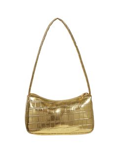 PRICES MAY VARY. Feature: Top Handle, Top Zipper Closure, Crocodile Print, Leather Purse Made of soft faux leather fabric Spacious enough to hold all your daily necessities, like phone, keys, lipsticks, ID cards, and other small stuff It is a good choice as a gift for yourself, girlfriends, mom, wife and match well your dress, tee top, blouse and jeans Please refer to Product Measurement in Product Description as below Product Measurement: 

 one-size: Bag Height: 5.1", Bag Length: 7.9", Bag Wid Gold Shoulder Bag, Small Stuff, Metallic Purse, Crocodile Print, Daily Necessities, Purse Black, Faux Leather Fabric, Kids Luggage, Luxury Store