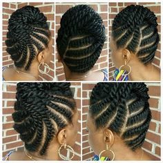 Flat Twist Hairstyles, Flat Twist Updo, Natural Hair Twist Out, Twisted Hair, Braiding Styles, Goddess Braids Hairstyles, Twisted Updo, Braided Styles, Hair Twist