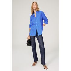 Blue linen (100% Linen). Top. Long sleeves. Collar. Front button closure. 32" from shoulder to hemline. Imported. Rent The Runway, Closet Designs, Linen Top, Ralph Lauren Blue, Polo Ralph, Button Down Shirt, Polo Ralph Lauren, Ralph Lauren, Long Sleeves