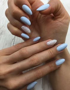 Winter Nail Colors 2023 – 2024 16 Ideas: Nail the Perfect Seasonal Look Bday Nails, Blue Gel Nails, Blue Glitter Nails, Unghie Sfumate, Blue Acrylic Nails, Oval Nails, Homecoming Nails, Silver Nails, Dream Nails