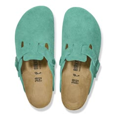 Boston Suede Leather Digital Green | BIRKENSTOCK Green Birkenstock Clogs, Birkenstock Clog, Boston Clogs, Birkenstock Styles, My Shopping List, Birkenstock Boston, Bright Winter, Birkenstock Boston Clog, Beach Shoes