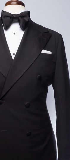 Signature CKC dinner jacket featuring woven Italian mohair wool, besom pockets in matching fabric, and full canvas construction. Double Breasted Tuxedo Men, Fitted Black Double-breasted Tuxedo, Classic Black Double-breasted Tuxedo, Black Tie Tuxedo Style Single-breasted Outerwear, Designer Black Single-breasted Tuxedo, Elegant Black Single-breasted Tuxedo, Classic Black Tuxedo, October Days, Christopher Korey