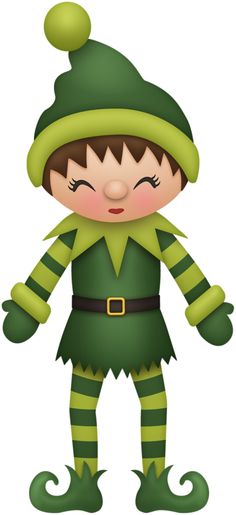 a cartoon elf with green and black stripes