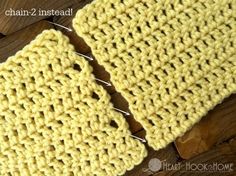 two crocheted squares are shown with the text here's a helpful crochet tutor