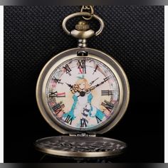 New Alice In Wonderland Quartz Pocket Watch Pocket Watch, Alice In Wonderland, Art Reference, Architecture, Black, Color, Art