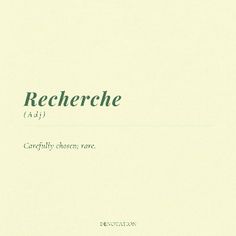 the front cover of recherche, which is written in green and black ink