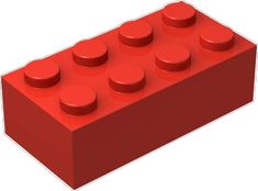 a red lego block is shown on a white background