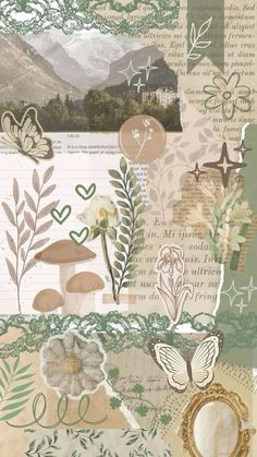 an altered collage with flowers, leaves and other things