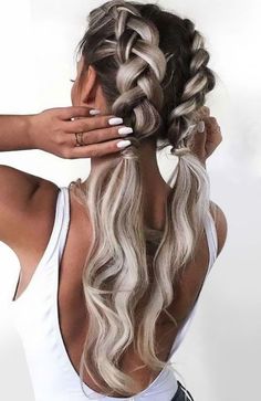 Bleaching Powder, Dutch Braid Hairstyles, Hair Diy, Barbie Hair, Hair Elastic, Bangle Silver, Two Braids, Peinados Fáciles Para Cabello Corto