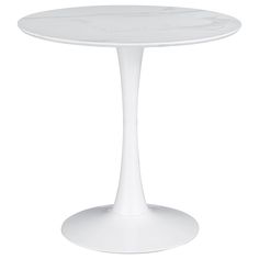 a white table with a marble top on a white background in front of a white backdrop