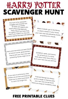 harry potter scavenger hunt with free printable clues