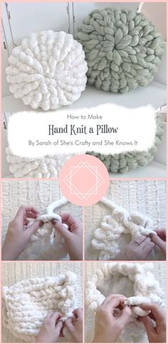 how to make hand knit a pillow with the crochet pattern on top and bottom