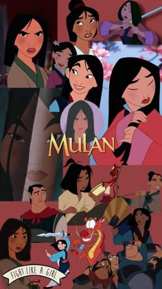 the many faces of mulan from disney's animated movie, mulan and other characters