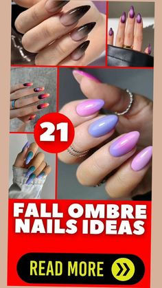 Fall Ombre Nails Ideas, Fall Ombre Nails, Ombre Nails Ideas, Ombre Nails Short, Burgundy Nail Polish, Lavender Nail Polish, Almond Shaped Nails Designs, Manicure Essentials, Fall Ombre