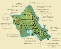 a map of the west central and south coast parks in hawaii, with locations marked