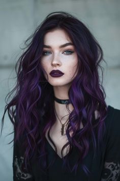 Purple Hair Color Ideas, Violet Hair Colors, Purple Hair Color, Dark Purple Hair, Plum Hair, Violet Hair, Hair Color Purple, Alternative Hair