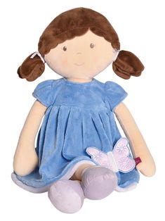 Our adorable Jumbo Pari doll also enjoys butterflies! She is dressed in a detachable dress with a lovely butterfly and has lovely embroidered features. Pari is the ideal playmate for your child because she is so endearing, huggable, and soft. She is very eco-friendly since she is loaded with PET fibers. Height: 32 inches  Age Recommendation: all ages Soft dolls promote emotional and social development Sustainable Biodegradable Socially Responsible Manufacturing Non-Toxic Product Care : For light cleaning, wipe the surface of this ragdoll toy with soapy water and a damp cloth. For full instructions see product label. Material : Skin, Hair and Shoes - 100% Polyester Soft boa, Dress - 100% Polyester Polyamide Blue Brown Hair, Butterfly Kids, Doll Wardrobe, Soft Dolls, Product Label, Fun Easy, Doll Accessories, Doll Dress, Big Kids