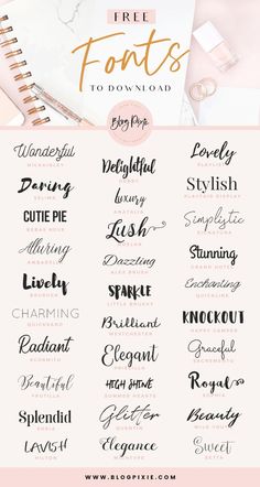 some type of font that is in different styles and colors, with the words free font to