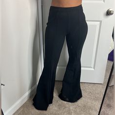 H&M Black Fun Flared Pants ! Brand New, Never Worn! Tag Still On. Great Quality. Love The Fit Of These, Great Stretch To The Fabric. Can Fit Size 6 Or 8. High Rise Wide Leg Pants For Night Out, Casual High Rise Bottoms For Date Night, High Rise Casual Bottoms For Date Night, Black Flare Dress Pants For Night Out, Trendy Workwear Pants By H&m, Trendy Workwear Pants From H&m, Non-stretch Full Length Bottoms For Going Out, H&m High Rise Fitted Bottoms, H&m Fitted High Rise Bottoms