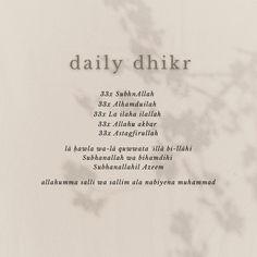 Daily Dhikr  #islam #dhkir #ramadan #salah #islamic #allah #quran #mecca #sunnah #alhamdulillah #allahuakbar #subhanallah #mosque #islamicreminders #islamicaesthetic #fyp #pinterest #pin #follow #like Daily Dhikr, Arabic Dua, Ramadan Dua, Muslim Book, Girl Things, Beautiful Islamic Quotes, Dream Lifestyle, Islam Facts, Pinterest Pin