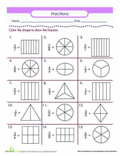 fraction worksheet for students to practice fraction numbers and fractions in the classroom