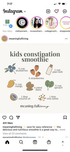 Constipation Smoothie Kids, Kids Constipation Remedies, Constipation Relief For Kids, Constipation Smoothie, Weaning Foods, Sick Remedies, Baby & Toddler Food