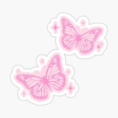 two pink butterflies stickers on a white background