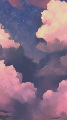 the sky is filled with clouds and stars