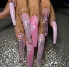 Exotic Nails, Long Acrylic Nails Coffin, Summer Acrylic Nails, Pink Acrylic Nails