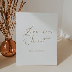 Delicate Gold Calligraphy Love Is Sweet Wedding Pedestal Sign Editable Template Sparkler Exit Sign, Wedding Sparkler Send Off, Sparklers Wedding Sign, Summer Calligraphy, Wedding Pedestal, Yellow Typography, Sparkler Sign, Let Love Sparkle, Simple Wedding Favors