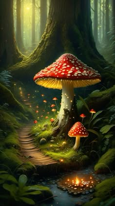 Mushroom Fairy Forest Art, Mushroom Fairy Painting, Fairy Tattoo Aesthetic, Fairytale Tattoos, Mushroom Forest Art, Mystic Mushroom, Mushroom Field, Mushrooms Fairy, Maria Art