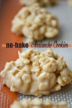 no - bake granola cookies on a baking sheet with the words, no - bake granola cookies