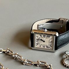 Cartier Tank Alternatives, quiet luxury wacth, quiet luxurybrands, cartier tank watch outfits, tiffany chain bracelets Cartier Tank Watch, Luxury Watches For Women, Tank Watch, Gentleman Aesthetic, Classy Watch, Timeless Watches, Cartier Panthere, Office Chic, Cartier Tank