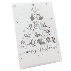 a christmas card with animals and numbers on it