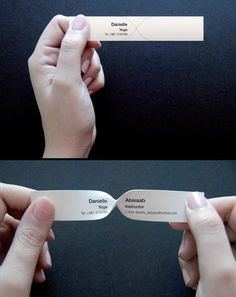 two pictures of hands holding a business card